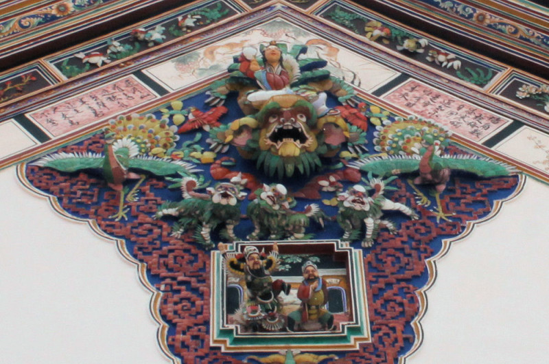 Ornate architectural detail on The Cheng Hoon Teng temple, Malacca, Malaysia