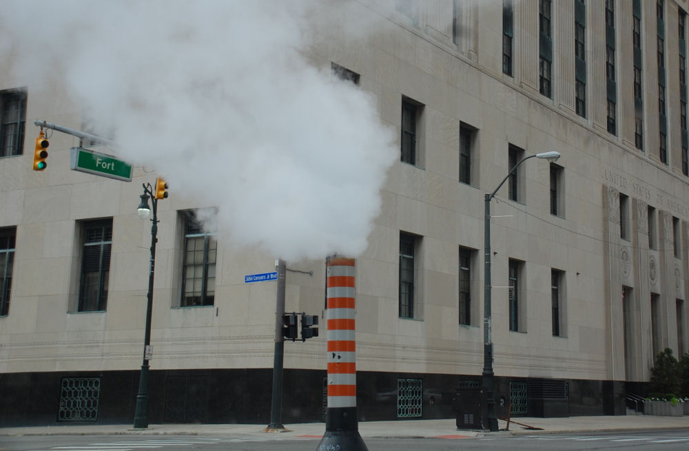 Steam from underground pipes, Detroit, Michigan Steam from underground pipes, Detroit, Michigan